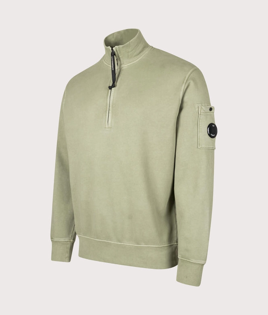 CP Company Mens Diagonal Fleece Quarter Zip Sweatshirt